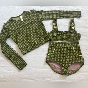Seea Swimsuit Rashguard, High Waist Bottom, Crop Top set size S